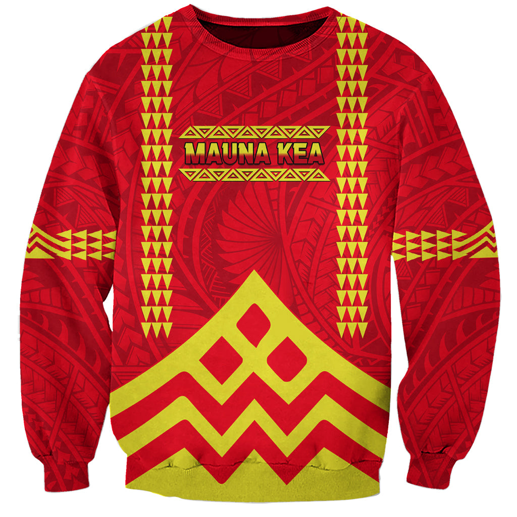 Hawaii Mauna Kea Sweatshirt Hawaiian Kakau Tribal Pattern LT14 Unisex Red - Polynesian Pride