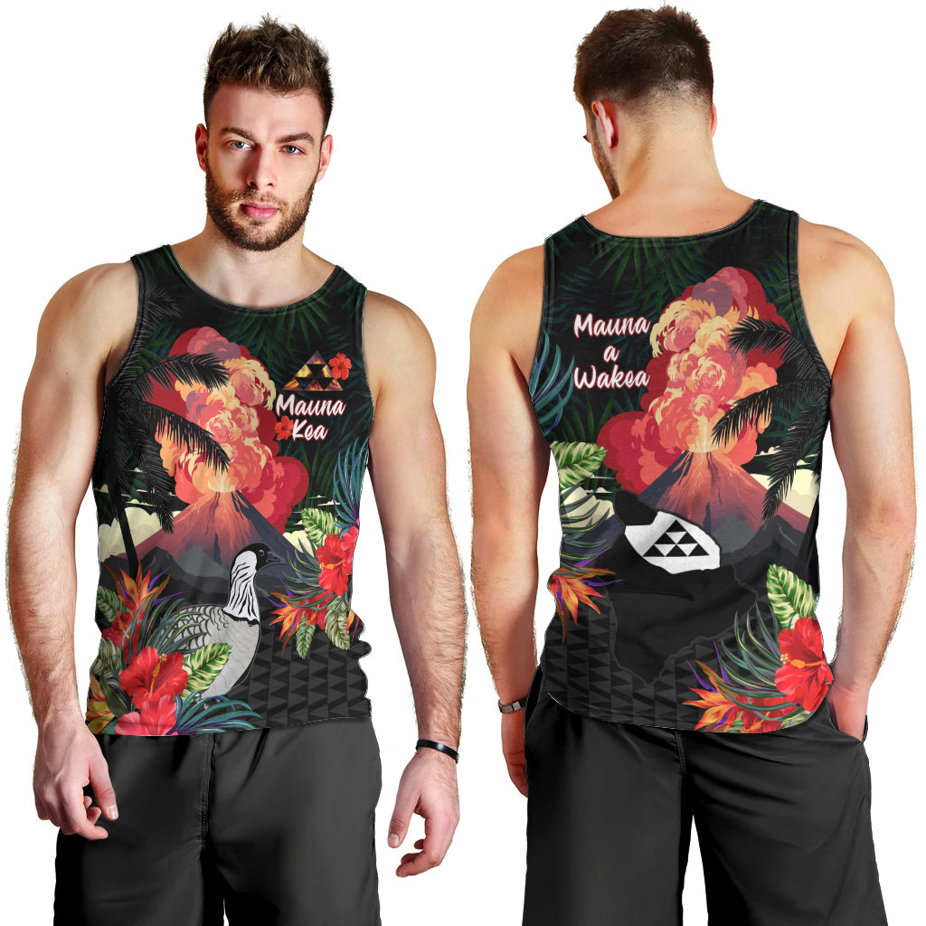 Hawaii Mauna Kea Men Tank Top White Mountain With Nene Tropical Vibes LT14 - Polynesian Pride