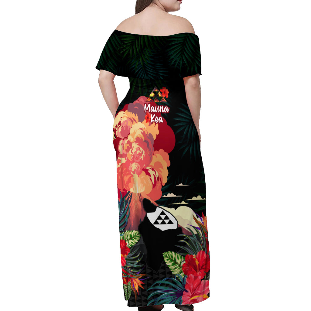 Hawaii Mauna Kea Off Shoulder Maxi Dress White Mountain With Nene Tropical Vibes LT14 - Polynesian Pride