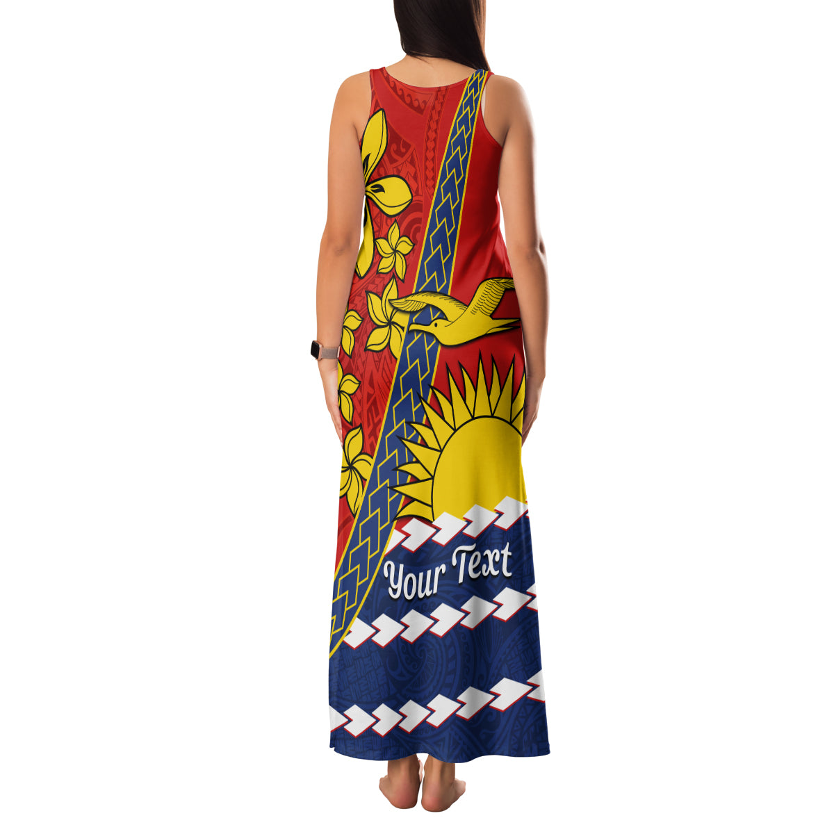 Personalised Mauri Kiribati Family Matching Tank Maxi Dress and Hawaiian Shirt Polynesian Ribaberiki Flag Style Mix Plumeria LT14 - Polynesian Pride