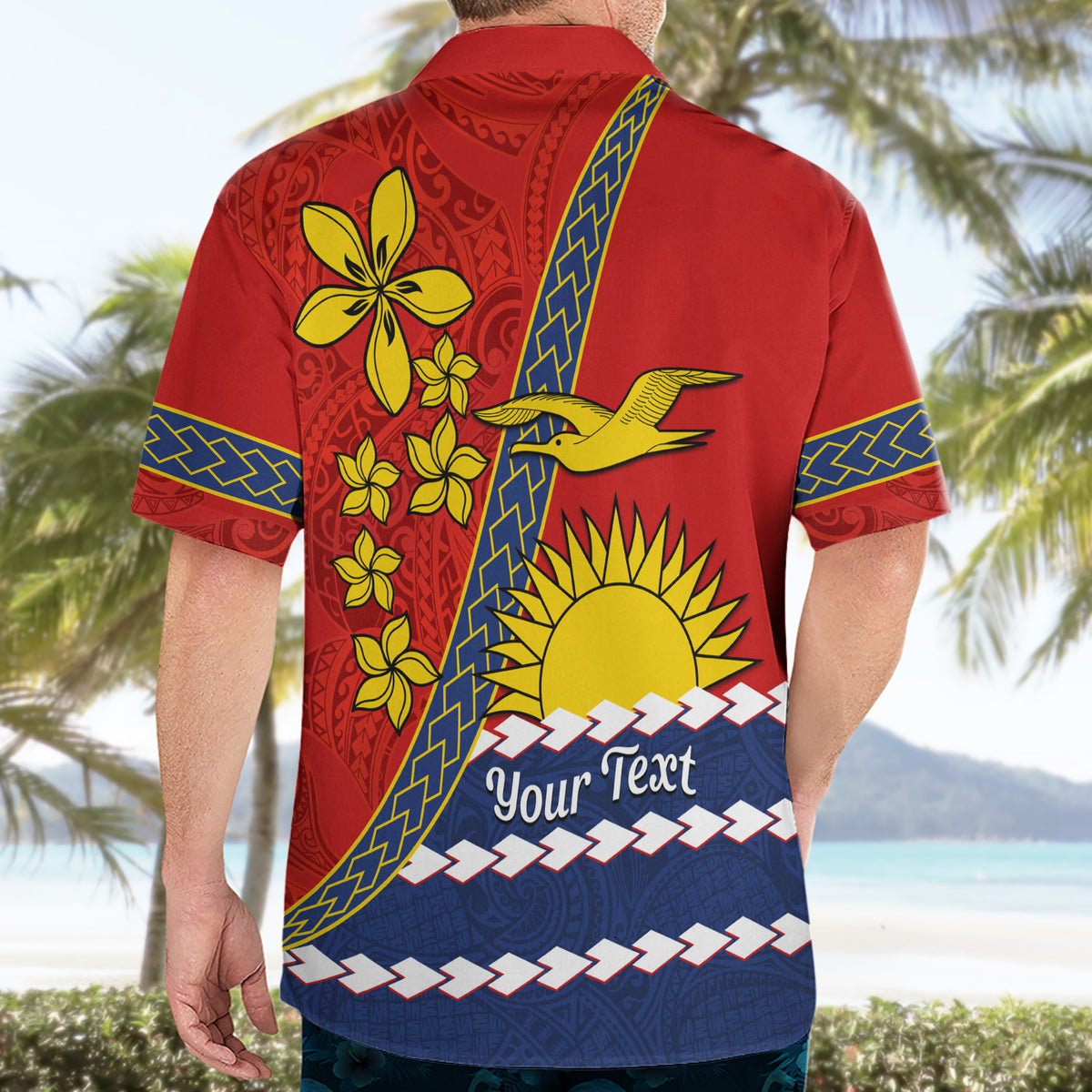 Personalised Mauri Kiribati Hawaiian Shirt Polynesian Ribaberiki Flag Style Mix Plumeria LT14 - Polynesian Pride