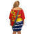 Personalised Mauri Kiribati Off Shoulder Short Dress Polynesian Ribaberiki Flag Style Mix Plumeria LT14 - Polynesian Pride