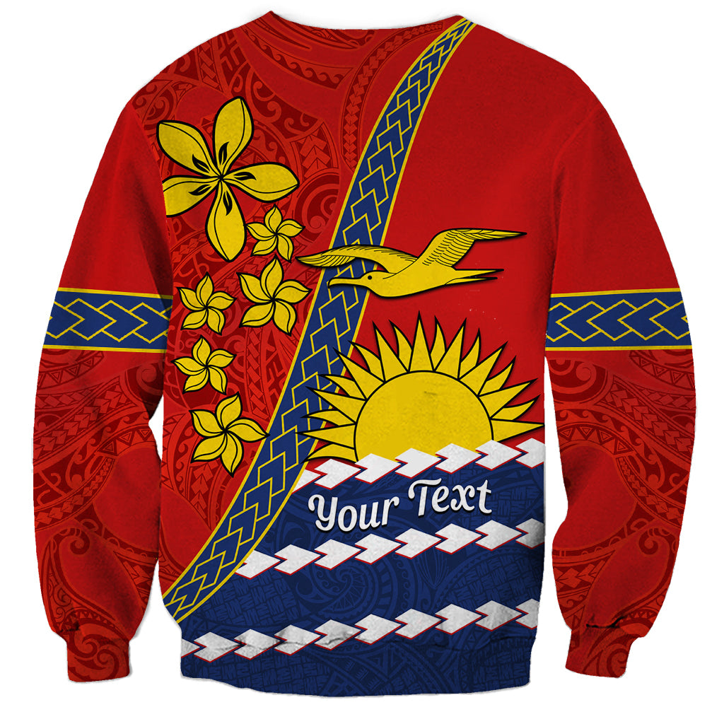 Personalised Mauri Kiribati Sweatshirt Polynesian Ribaberiki Flag Style Mix Plumeria LT14 - Polynesian Pride