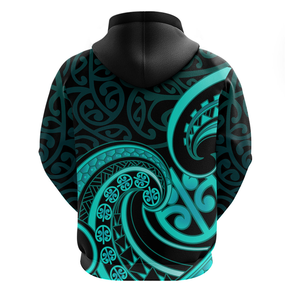 Turquoise New Zealand Mangopare Hoodie Aotearoa Maori Koru Style LT14 - Polynesian Pride