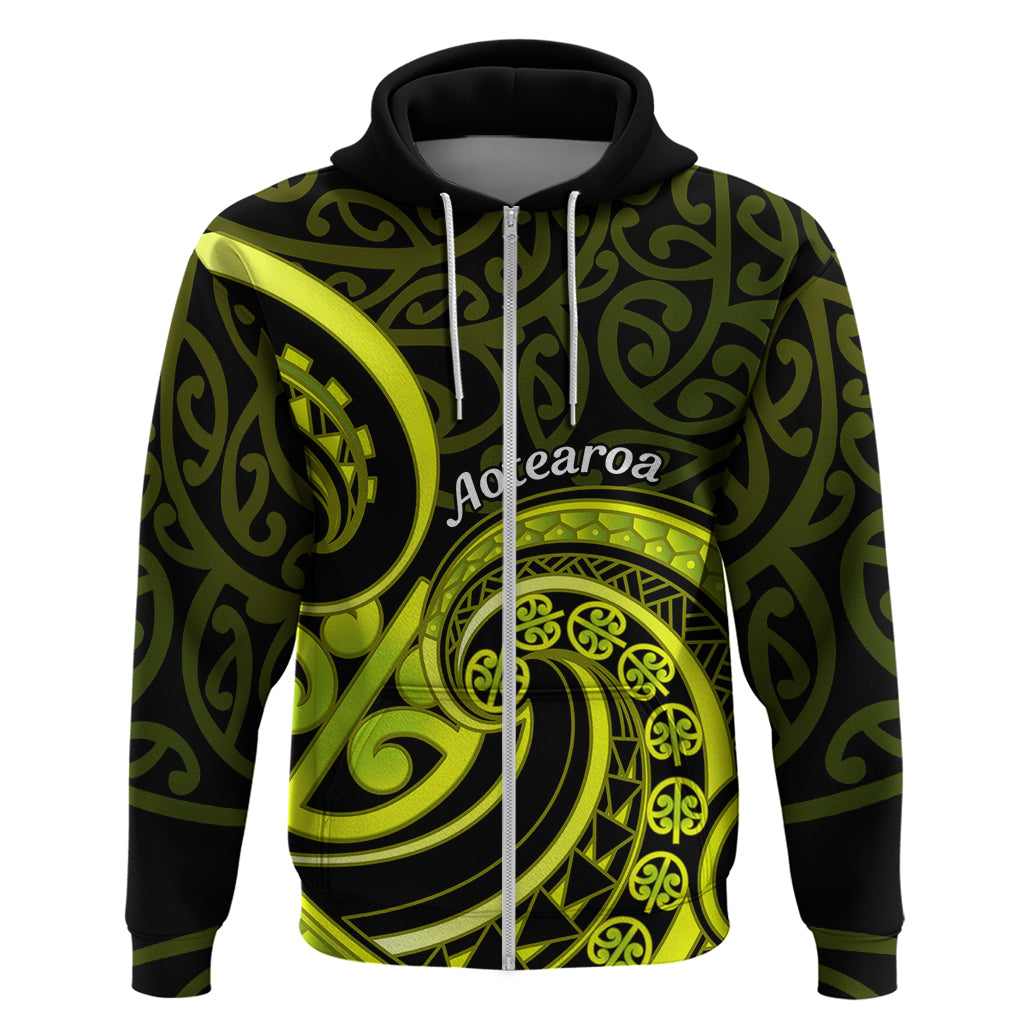 Lime Green New Zealand Mangopare Hoodie Aotearoa Maori Koru Style LT14 Zip Hoodie Lime Green - Polynesian Pride