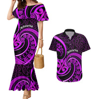 Purple Aotearoa Mangopare Couples Matching Mermaid Dress and Hawaiian Shirt NZ Maori Koru Style LT14 Purple - Polynesian Pride