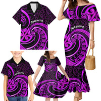 Purple Aotearoa Mangopare Family Matching Mermaid Dress and Hawaiian Shirt NZ Maori Koru Style LT14 - Polynesian Pride