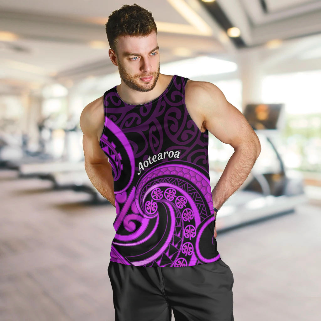 Purple Aotearoa Mangopare Men Tank Top NZ Maori Koru Style LT14 Purple - Polynesian Pride