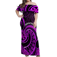 Purple Aotearoa Mangopare Off Shoulder Maxi Dress NZ Maori Koru Style LT14 Women Purple - Polynesian Pride