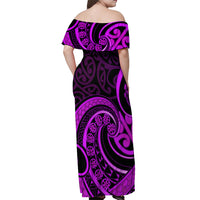 Purple Aotearoa Mangopare Off Shoulder Maxi Dress NZ Maori Koru Style LT14 - Polynesian Pride