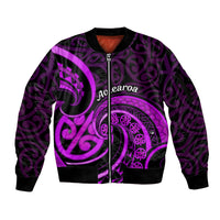 Purple Aotearoa Mangopare Sleeve Zip Bomber Jacket NZ Maori Koru Style LT14 Unisex Purple - Polynesian Pride