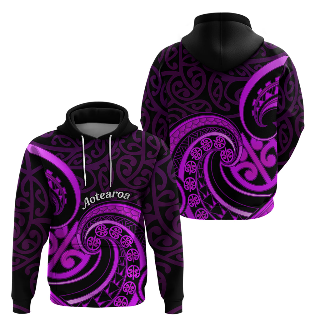 Purple Aotearoa Mangopare Zip Hoodie NZ Maori Koru Style LT14 - Polynesian Pride