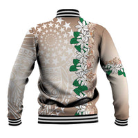 Cook Islands Tiare Maori With Conch Shell Baseball Jacket 2025 Pasifika Polynesian Tattoo