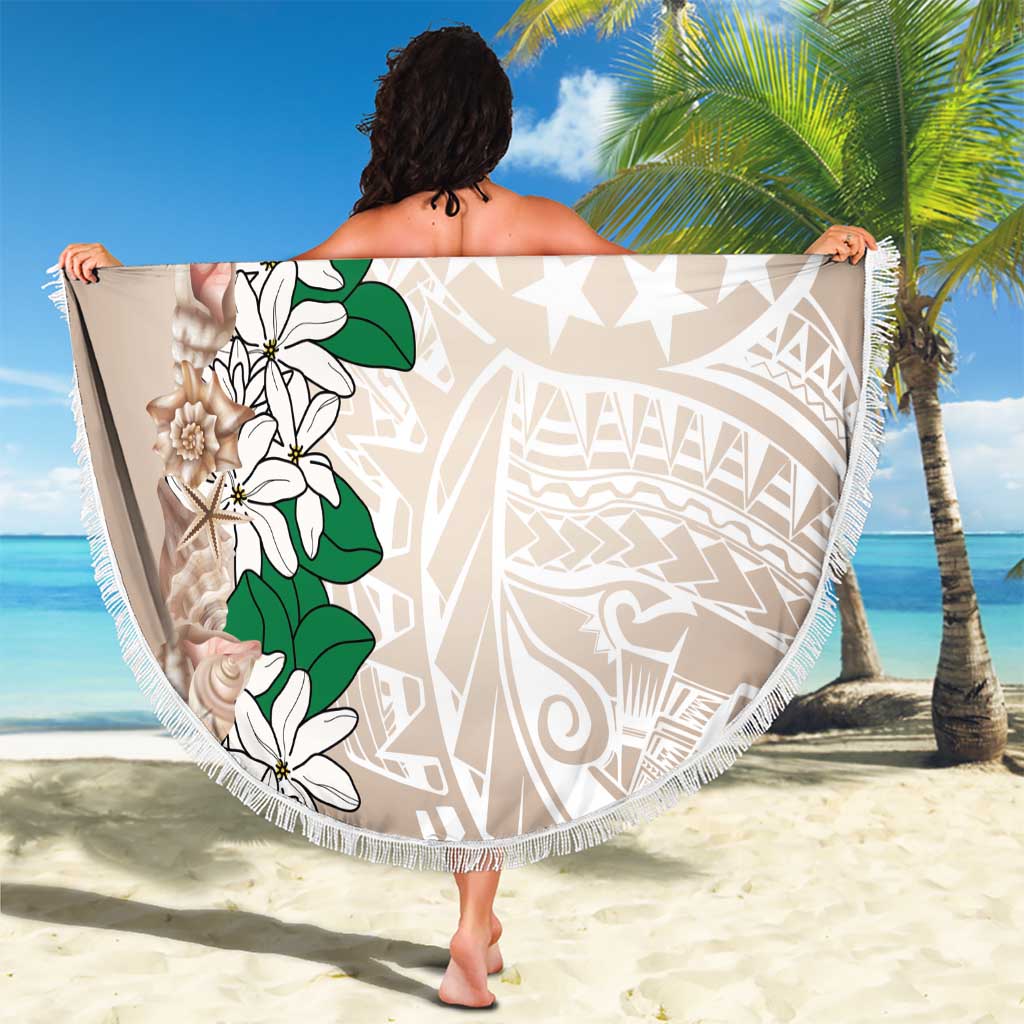 Cook Islands Tiare Maori With Conch Shell Beach Blanket 2025 Pasifika Polynesian Tattoo