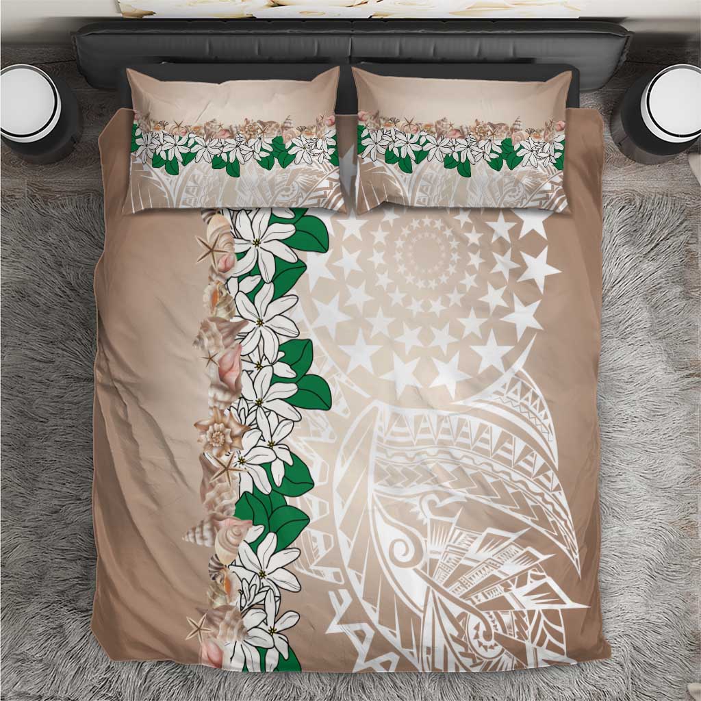 Cook Islands Tiare Maori With Conch Shell Bedding Set 2025 Pasifika Polynesian Tattoo LT14 Brown - Polynesian Pride