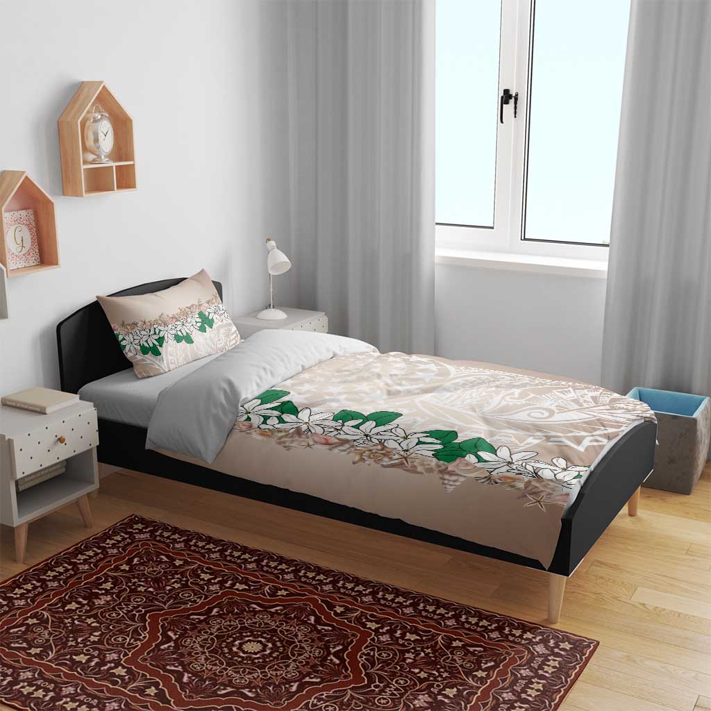 Cook Islands Tiare Maori With Conch Shell Bedding Set 2025 Pasifika Polynesian Tattoo LT14 - Polynesian Pride