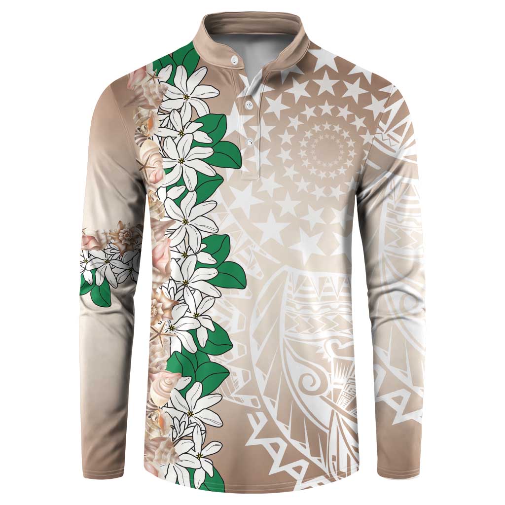 Cook Islands Tiare Maori With Conch Shell Button Sweatshirt 2025 Pasifika Polynesian Tattoo