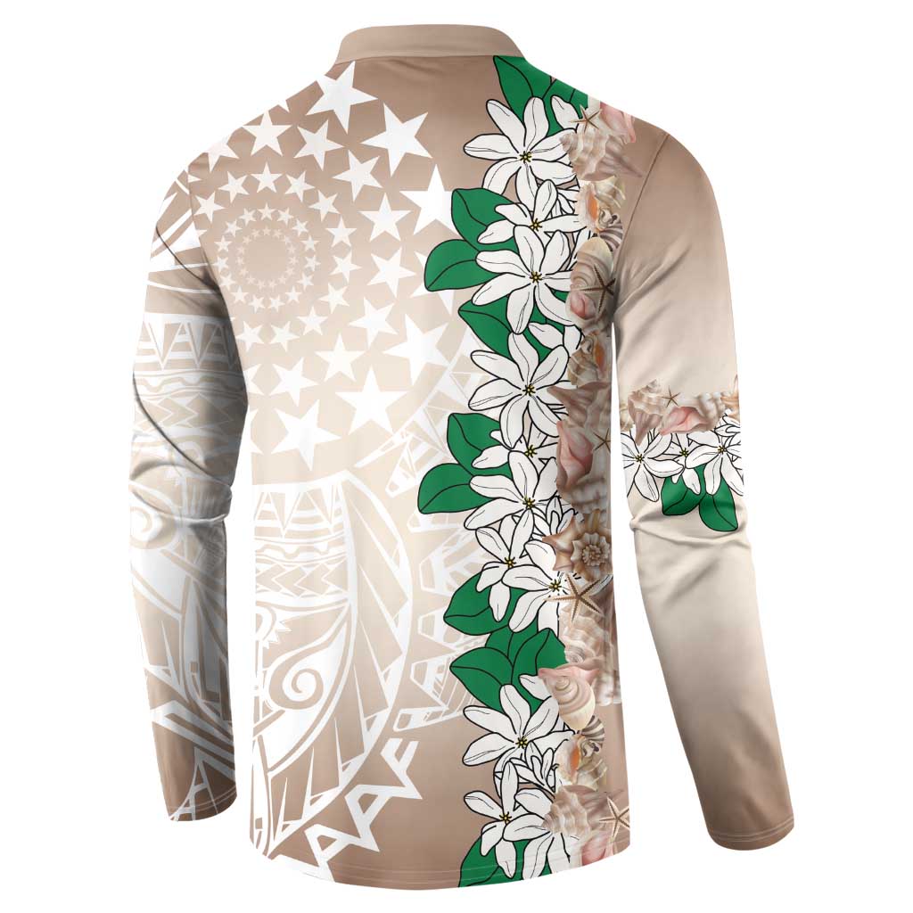 Cook Islands Tiare Maori With Conch Shell Button Sweatshirt 2025 Pasifika Polynesian Tattoo