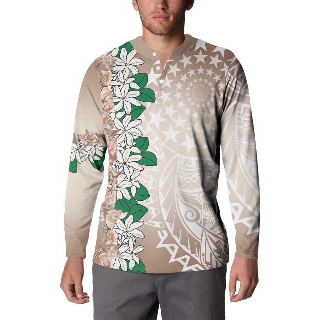 Cook Islands Tiare Maori With Conch Shell Button Sweatshirt 2025 Pasifika Polynesian Tattoo