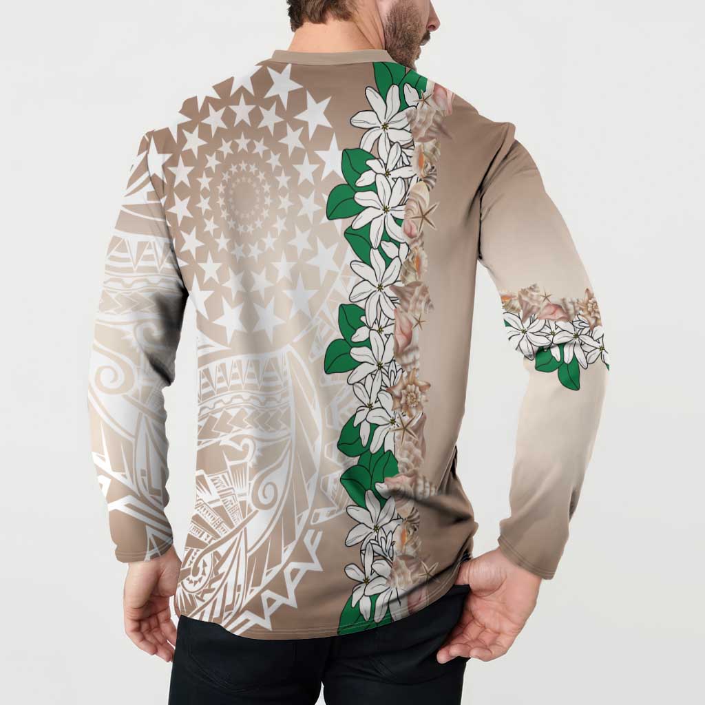 Cook Islands Tiare Maori With Conch Shell Button Sweatshirt 2025 Pasifika Polynesian Tattoo