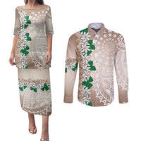 Cook Islands Tiare Maori With Conch Shell Couples Matching Puletasi and Long Sleeve Button Shirt 2025 Pasifika Polynesian Tattoo