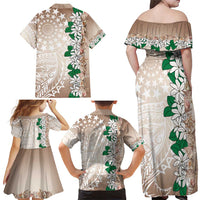 Cook Islands Tiare Maori With Conch Shell Family Matching Off Shoulder Maxi Dress and Hawaiian Shirt 2025 Pasifika Polynesian Tattoo