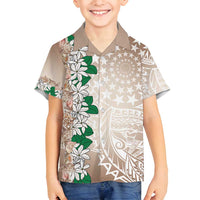 Cook Islands Tiare Maori With Conch Shell Family Matching Off Shoulder Short Dress and Hawaiian Shirt 2025 Pasifika Polynesian Tattoo