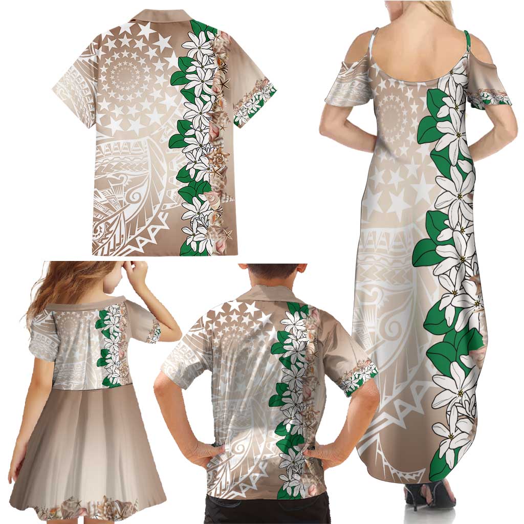 Cook Islands Tiare Maori With Conch Shell Family Matching Summer Maxi Dress and Hawaiian Shirt 2025 Pasifika Polynesian Tattoo