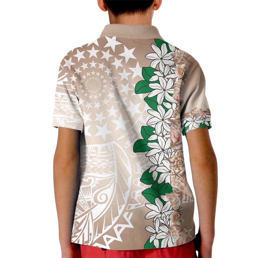 Cook Islands Tiare Maori With Conch Shell Kid Polo Shirt 2025 Pasifika Polynesian Tattoo