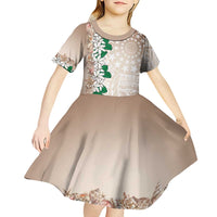 Cook Islands Tiare Maori With Conch Shell Kid Short Sleeve Dress 2025 Pasifika Polynesian Tattoo