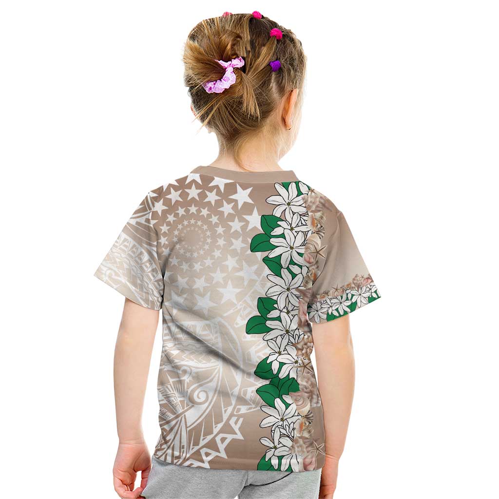 Cook Islands Tiare Maori With Conch Shell Kid T Shirt 2025 Pasifika Polynesian Tattoo
