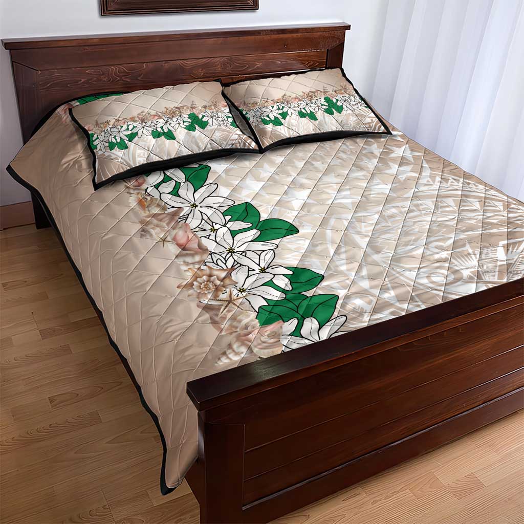 Cook Islands Tiare Maori With Conch Shell Quilt Bed Set 2025 Pasifika Polynesian Tattoo