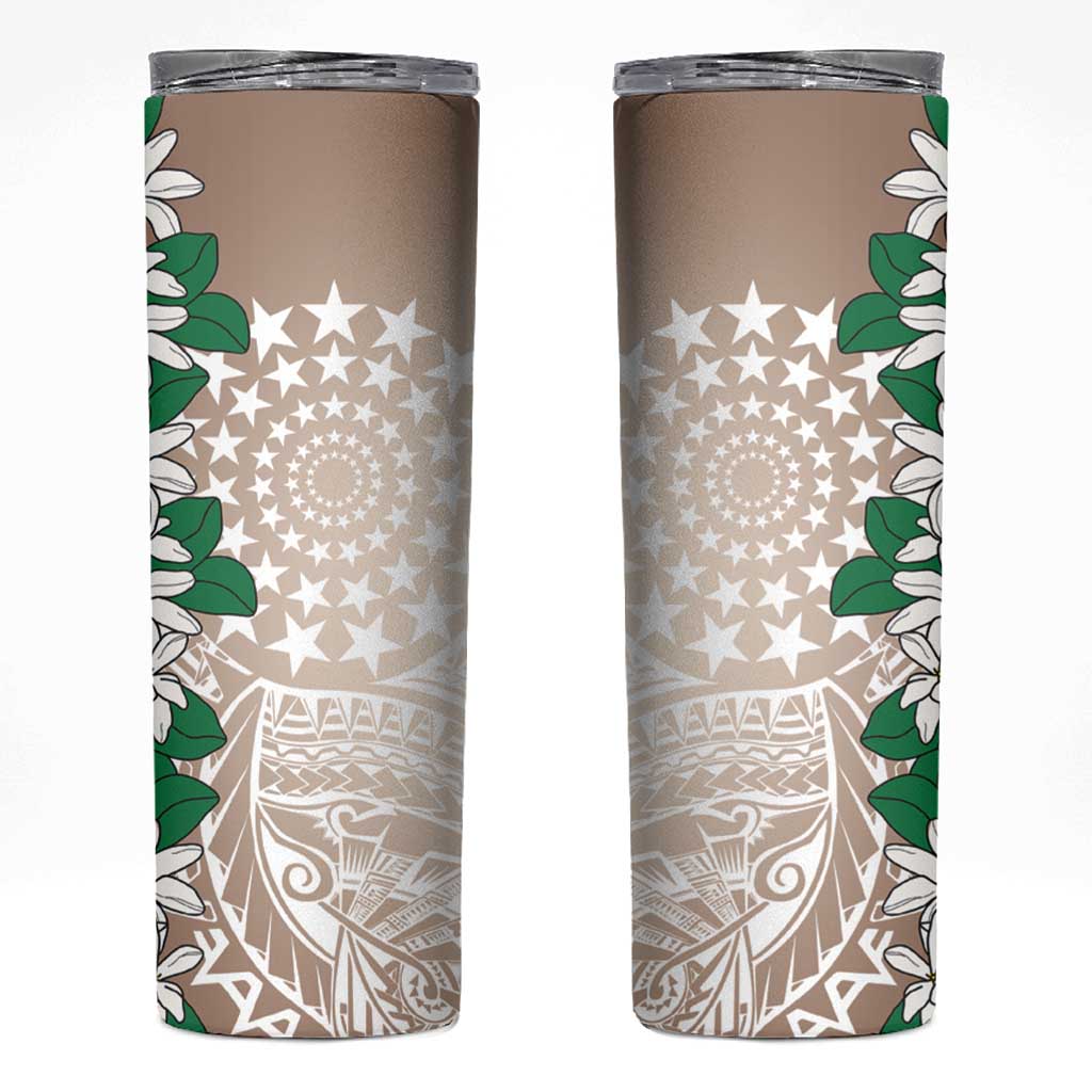 Cook Islands Tiare Maori With Conch Shell Skinny Tumbler 2025 Pasifika Polynesian Tattoo