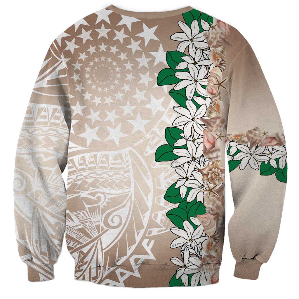 Cook Islands Tiare Maori With Conch Shell Sweatshirt 2025 Pasifika Polynesian Tattoo