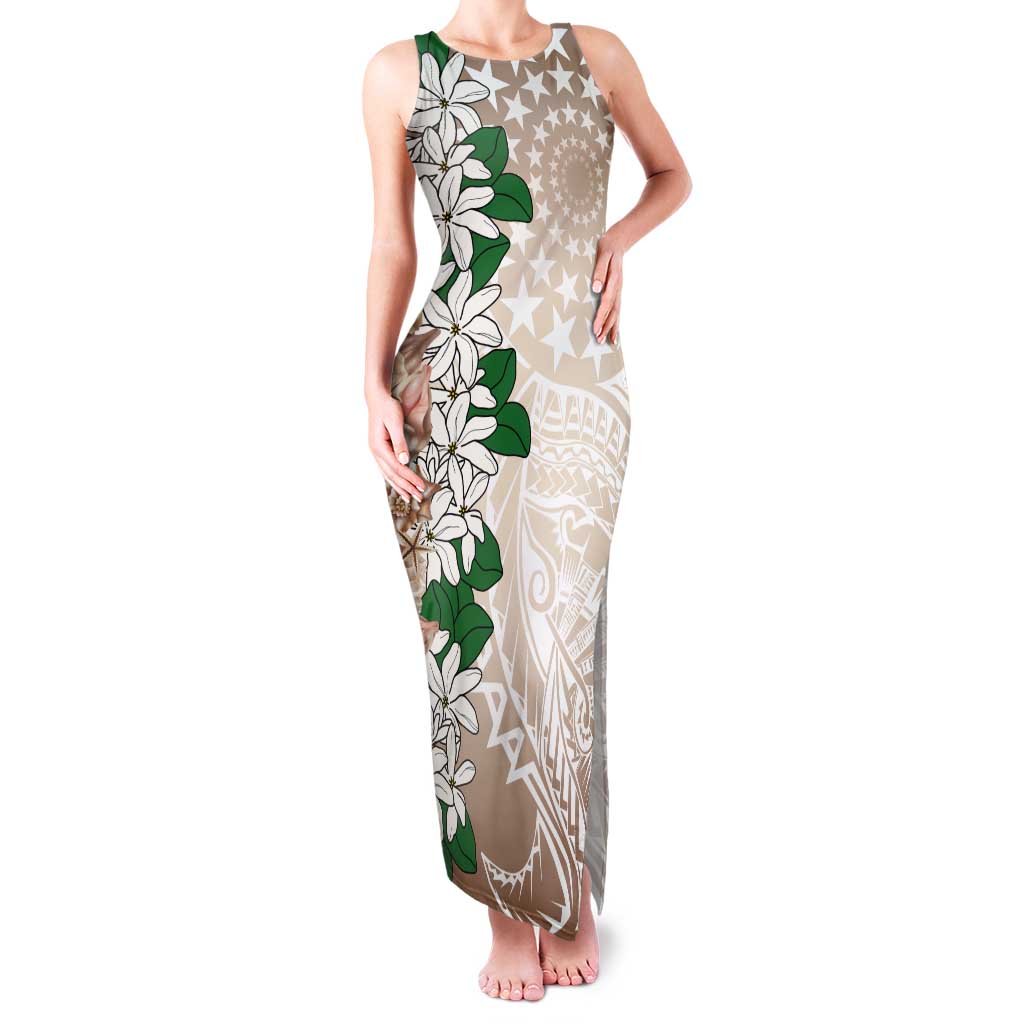 Cook Islands Tiare Maori With Conch Shell Tank Maxi Dress 2025 Pasifika Polynesian Tattoo