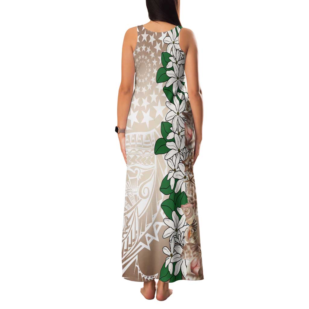 Cook Islands Tiare Maori With Conch Shell Tank Maxi Dress 2025 Pasifika Polynesian Tattoo