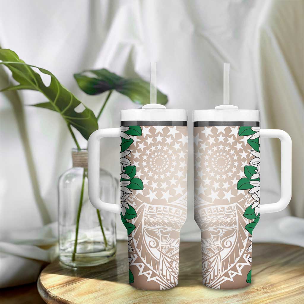 Cook Islands Tiare Maori With Conch Shell Tumbler With Handle 2025 Pasifika Polynesian Tattoo
