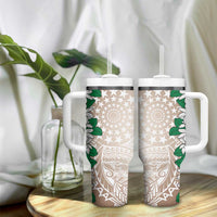 Cook Islands Tiare Maori With Conch Shell Tumbler With Handle 2025 Pasifika Polynesian Tattoo
