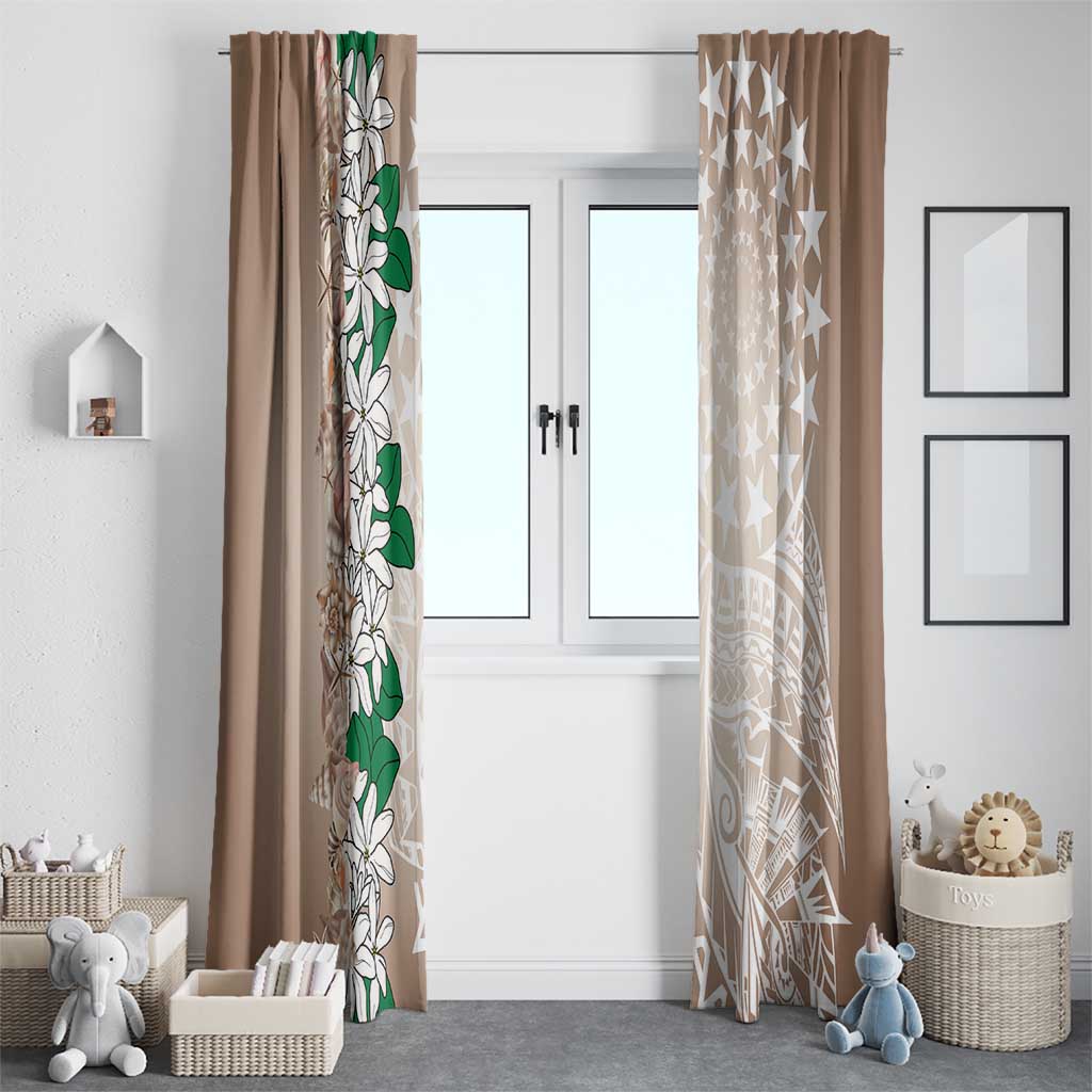 Cook Islands Tiare Maori With Conch Shell Window Curtain 2025 Pasifika Polynesian Tattoo