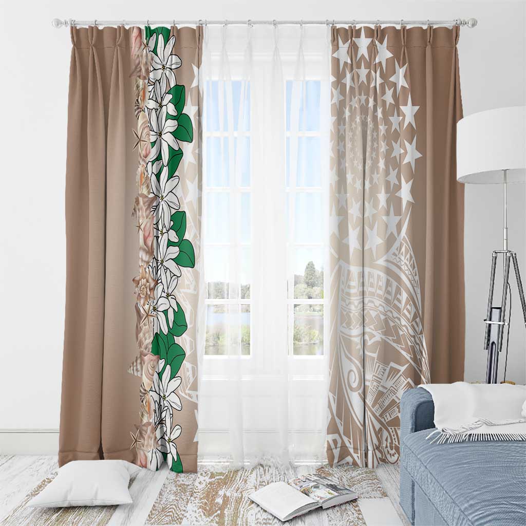 Cook Islands Tiare Maori With Conch Shell Window Curtain 2025 Pasifika Polynesian Tattoo