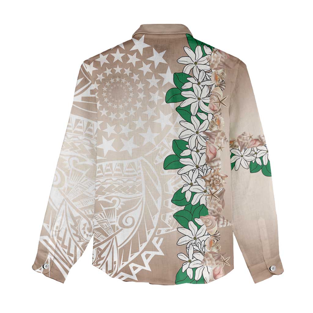 Cook Islands Tiare Maori With Conch Shell Women Casual Shirt 2025 Pasifika Polynesian Tattoo