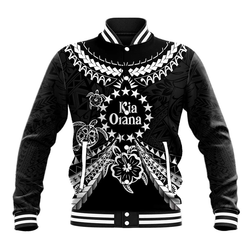 Kia Orana Cook Islands Baseball Jacket 2025 Pasifika Polynesian Turtle Black Color