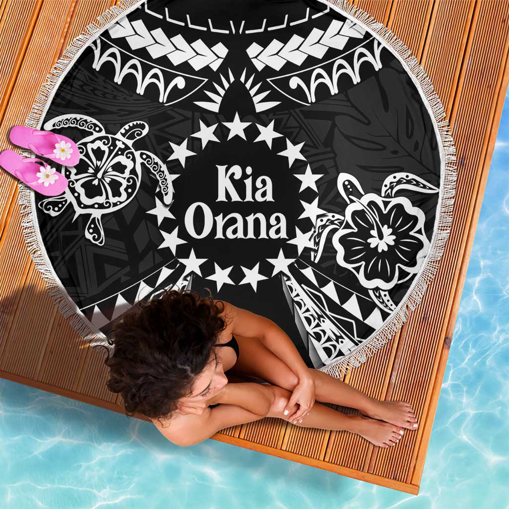 Kia Orana Cook Islands Beach Blanket 2025 Pasifika Polynesian Turtle Black Color