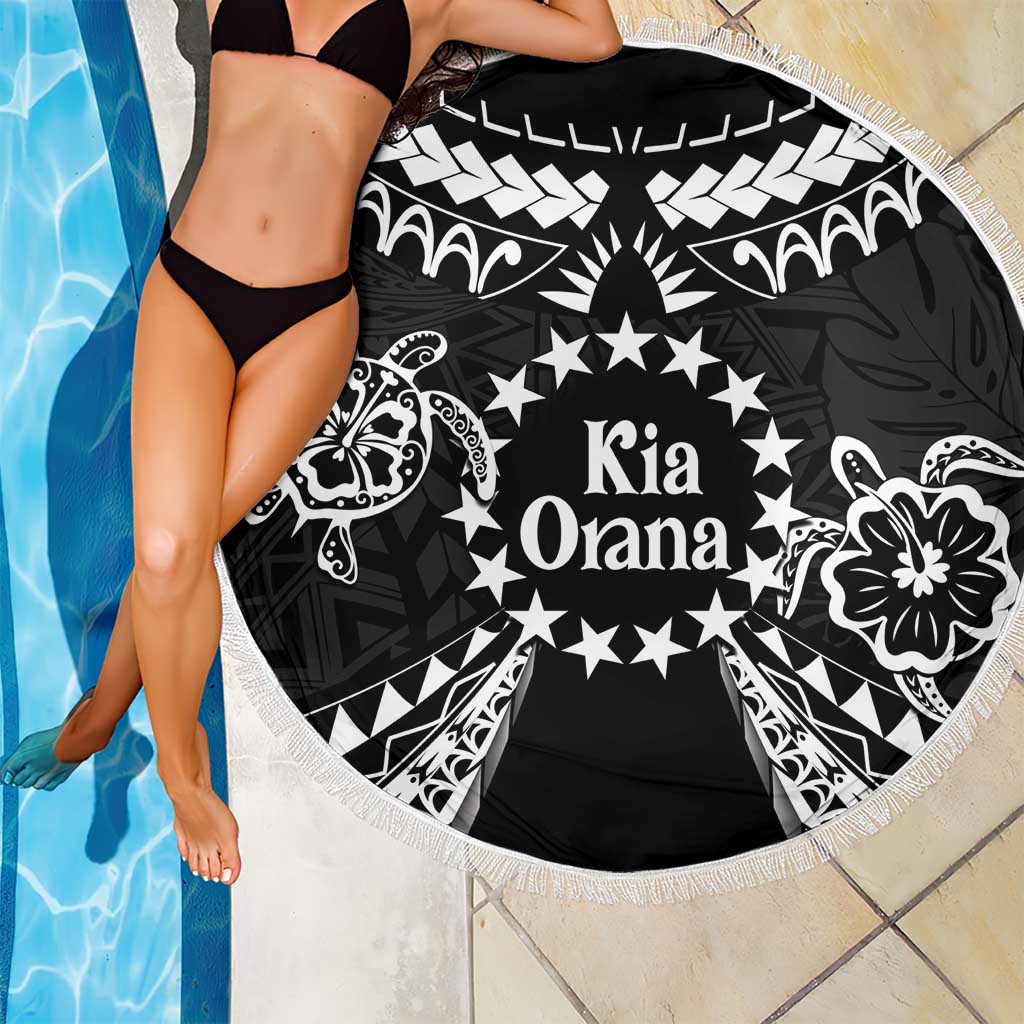 Kia Orana Cook Islands Beach Blanket 2025 Pasifika Polynesian Turtle Black Color