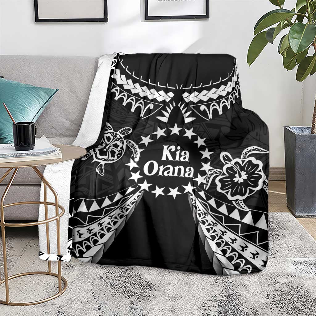 Kia Orana Cook Islands Blanket 2025 Pasifika Polynesian Turtle Black Color
