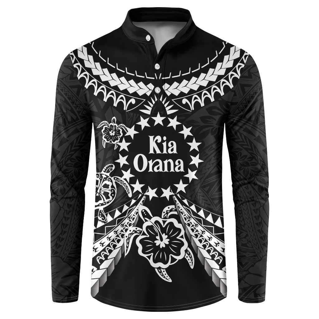 Kia Orana Cook Islands Button Sweatshirt 2025 Pasifika Polynesian Turtle Black Color