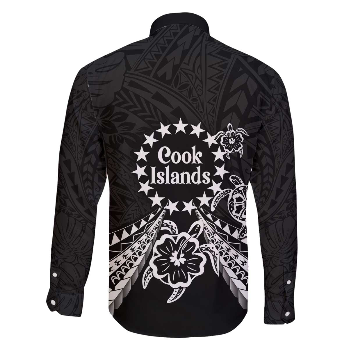 Kia Orana Cook Islands Family Matching Off The Shoulder Long Sleeve Dress and Hawaiian Shirt 2025 Pasifika Polynesian Turtle Black Color