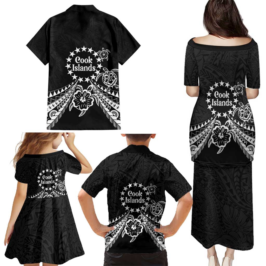 Kia Orana Cook Islands Family Matching Puletasi and Hawaiian Shirt 2025 Pasifika Polynesian Turtle Black Color