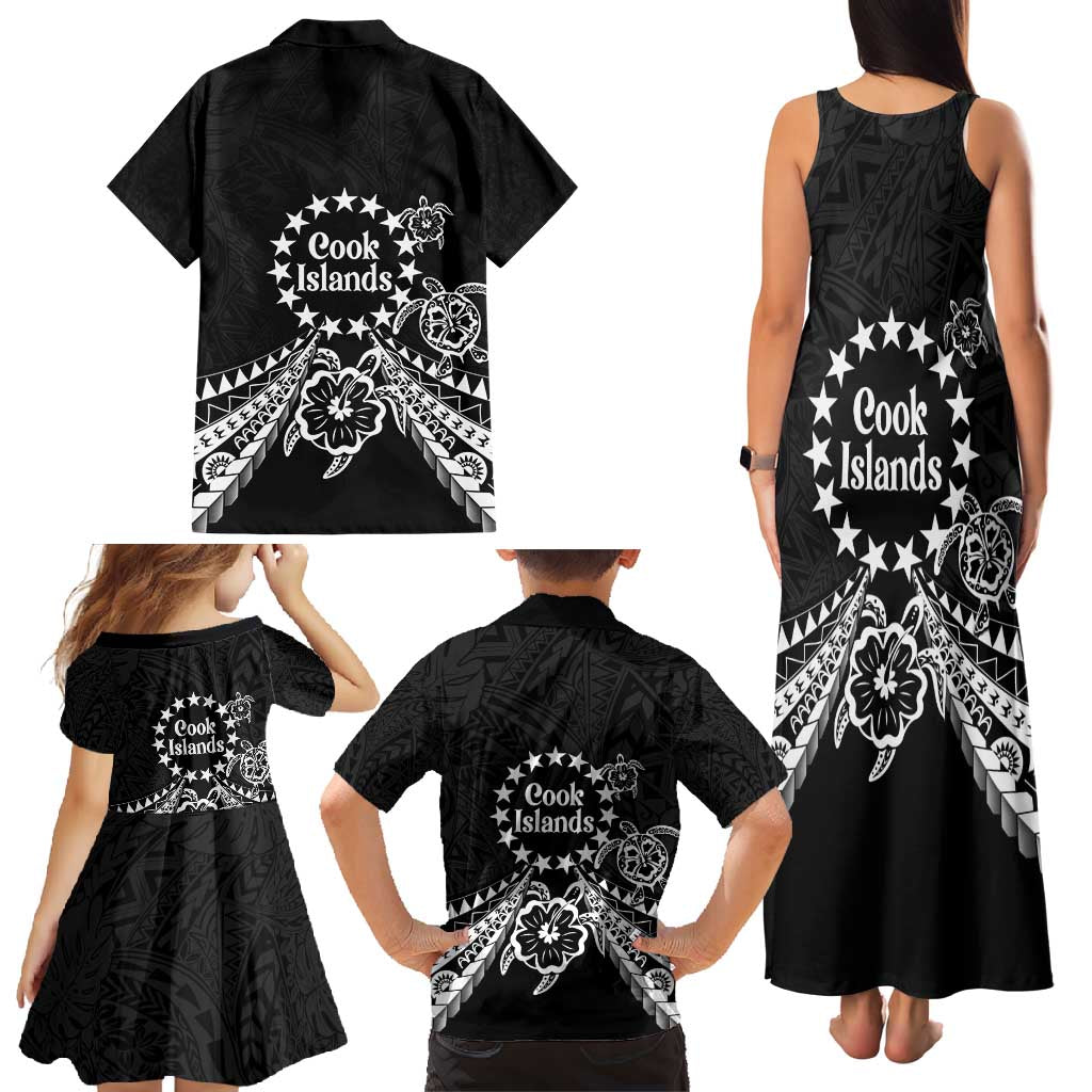 Kia Orana Cook Islands Family Matching Tank Maxi Dress and Hawaiian Shirt 2025 Pasifika Polynesian Turtle Black Color
