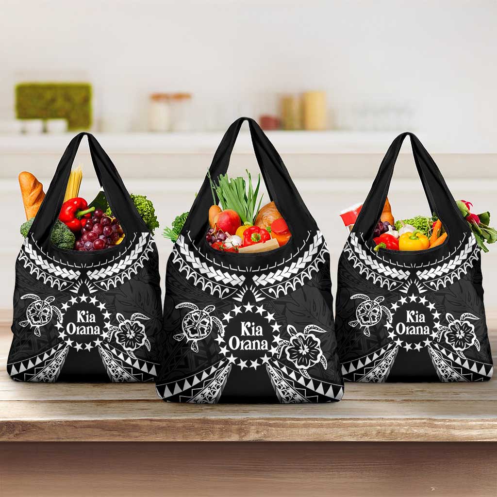 Kia Orana Cook Islands Grocery Bag 2025 Pasifika Polynesian Turtle Black Color